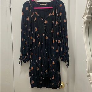 Free People Blue Bishop Sleeve Scoop Neck Tunic